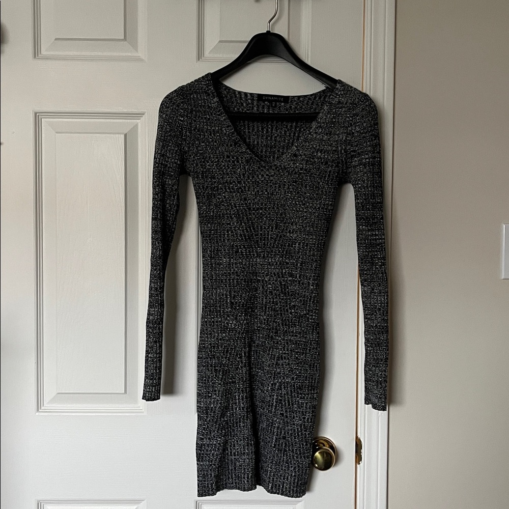 Dynamite Charcoal Long Sleeve Sweater Dress